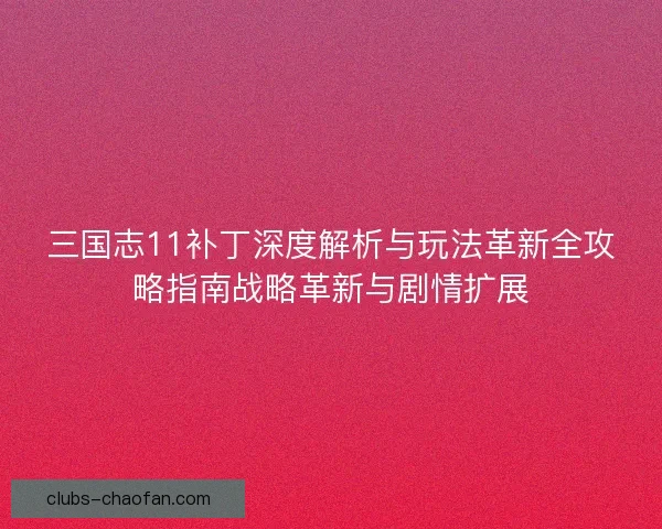 三国志11补丁深度解析与玩法革新全攻略指南战略革新与剧情扩展 三国志11补丁深度解析与玩法革新全攻略指南战略革新与剧情扩展
